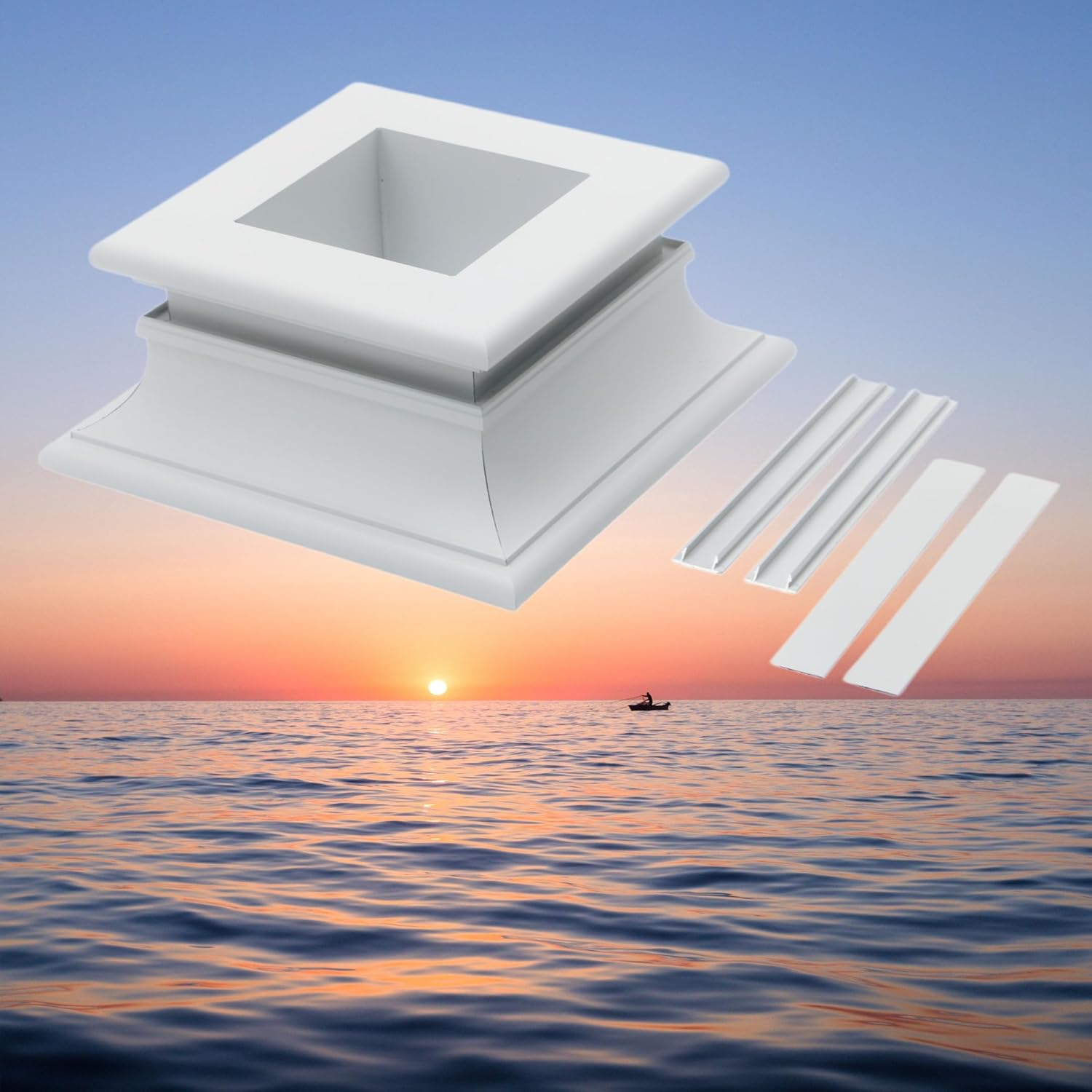 2-Pack Aluminum 4x4 Post Base Cover - Large Post Protector Skirt for Deck, Porch, Mailbox, Patio, Fence and Railing | Weather-Resistant Widen & Tall Column Cap (Mineral White)