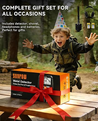 Miniatura 7 de SUNPOW Detector de metales para adultos y niños, kit de detector de metales para niños, resistente al agua para detección de oro, antiinterferencia
