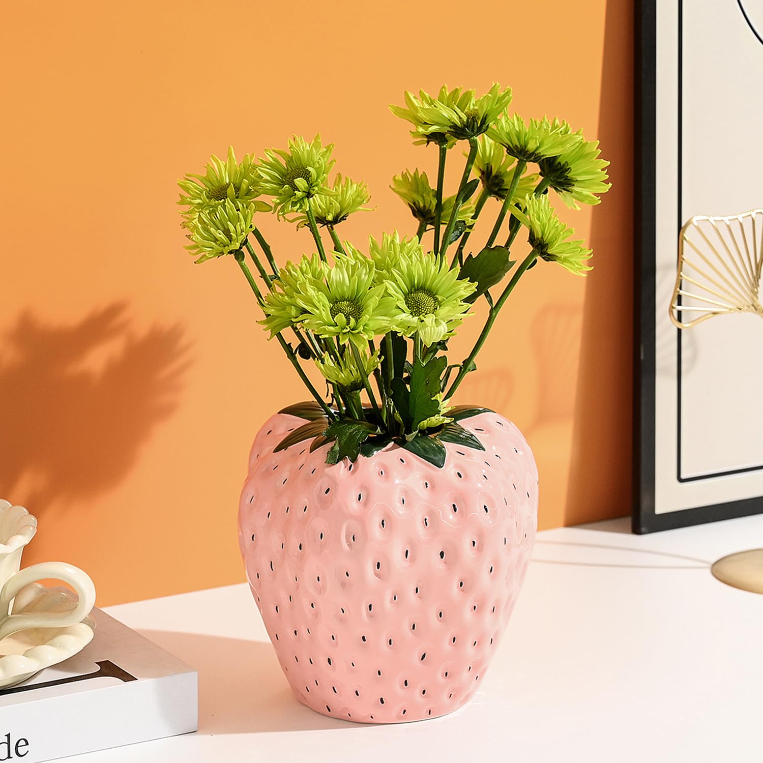 Amazon.com: AOMOONOA Strawberry Vase for Flowers, Dusty Pink