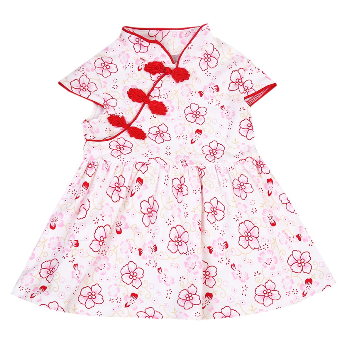 Kids Baby Girl Chinese Cheongsam Dress Qipao Classical Dress Outfit Set Cloths (Red, 2-3Years)