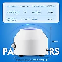 Vista 5 de NEWTRY Mini máquina de centrífuga, centrífugas de escritorio de laboratorio 10mlX6, centrífuga eléctrica, 300-4000r/min, 0-60 horas