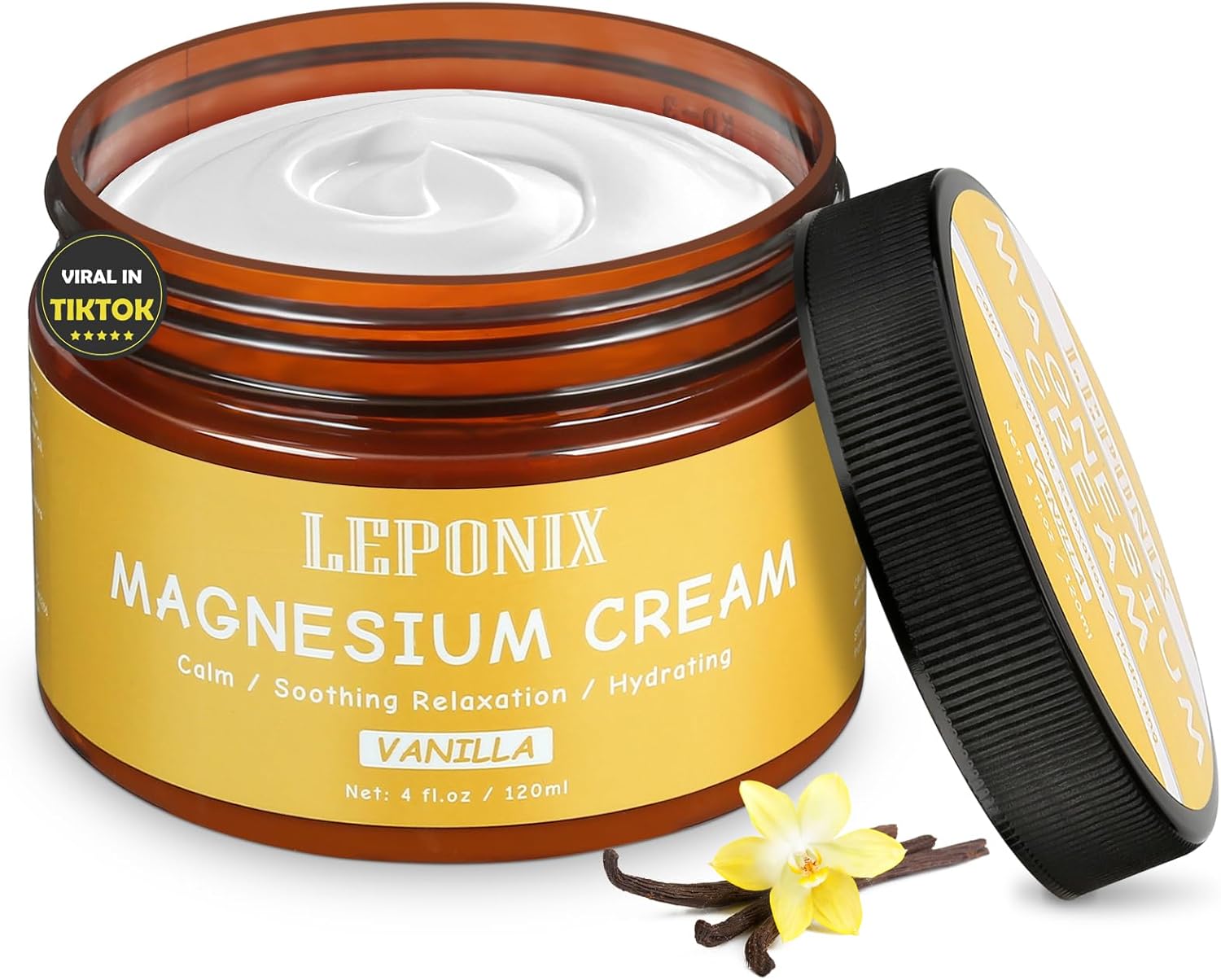 Magnesium Cream for Sleep & Muscle Relaxation-Soothing Magnesium Lotion for Leg Cramps, Pain Relief & Better Sleep, Hydrating Magnesium Body Butter for Adults 35+,Seniors & Kids(120ml, Vanilla)