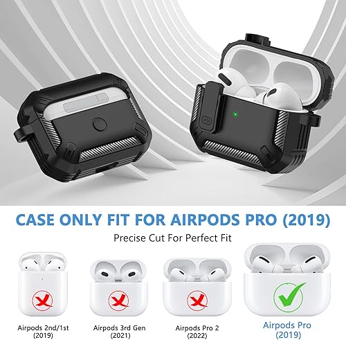 Miniatura 3 de Funda para Airpods Pro (2019), funda de bloqueo seguro para Airpod a prueba de golpes, funda protectora para AirPod Pro, funda de carga con