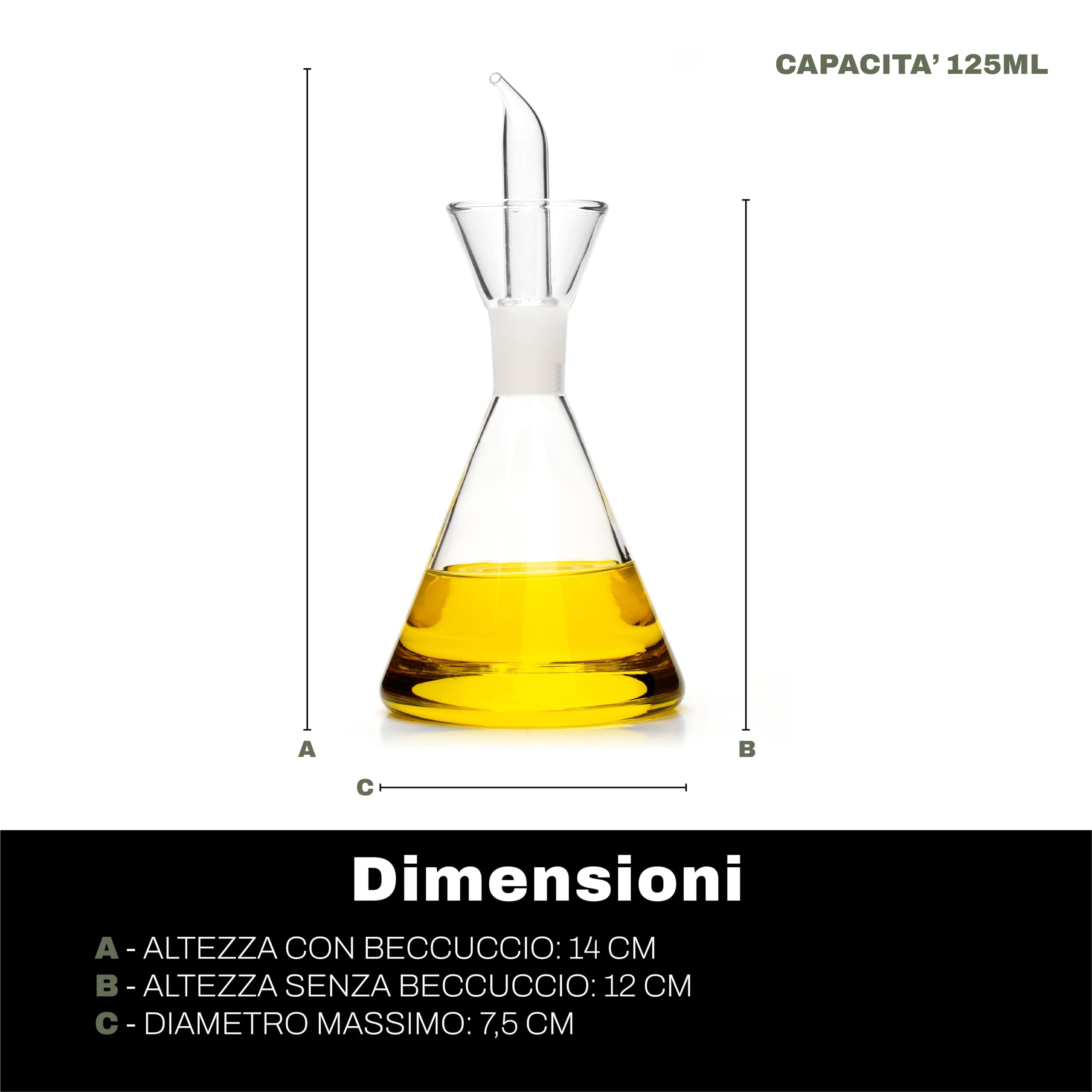 Oliera Antigoccia Vetro 125ml - Per Olio E Aceto Da Tavola