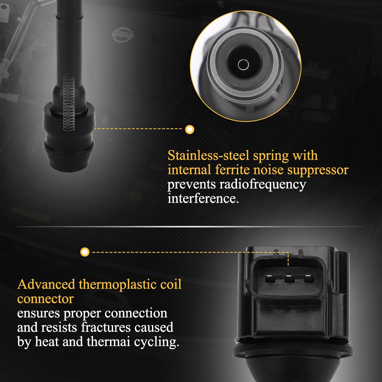 UF350 Ignition Coil Pack Compatible with 2002-2006 Nissan Altima,2002-2008 Nissan Sentra,2002-2013 X-Trail 2.5L L4 Replaces# 5C1395, C1398,22448-8H310, 22448-8H315,224488H311,22448-8H300