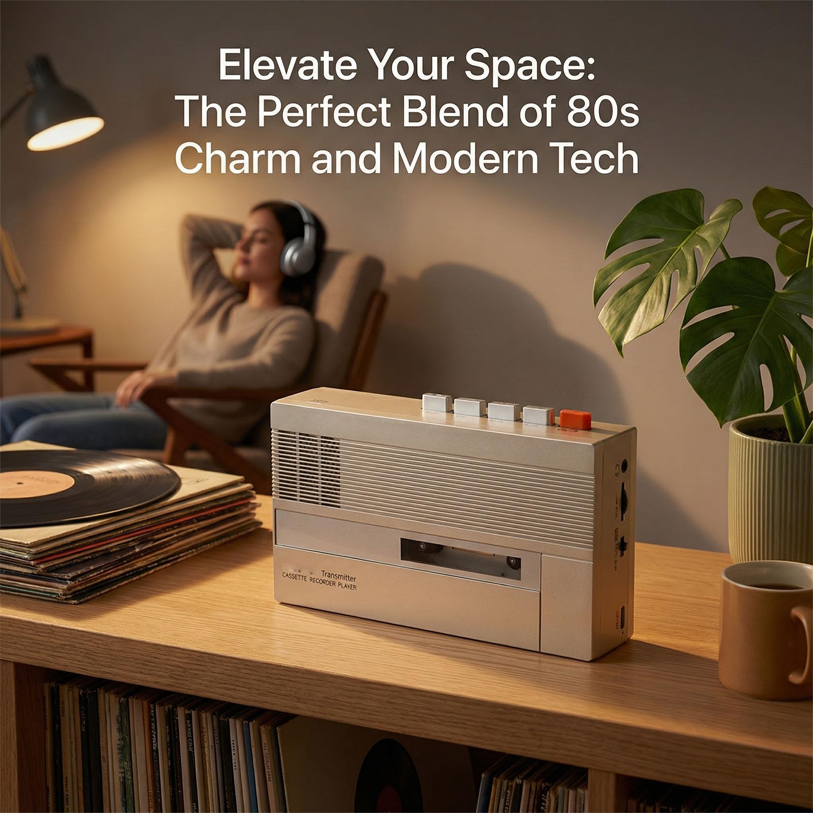Goshyda Lecteur de Cassettes Portable Magnétophone, Cassette Bluetooth vers Convertisseur Numérique Haut-Parleur intégré