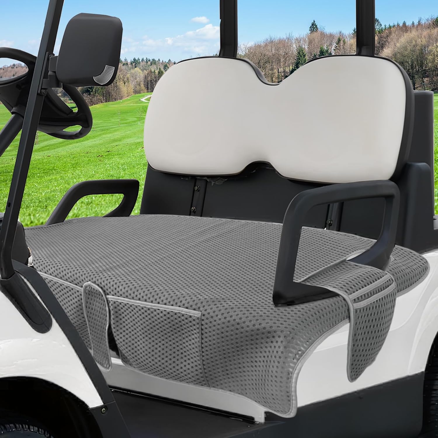 AEROiVi Golf Cart Seat Covers, with 4 Pockets & Non-Slip Bottom, Universal Golf Cart Seat Towel Blanket Fits for EZGO, Yamaha, Club Car and More 2 Person Seat Golf Carts