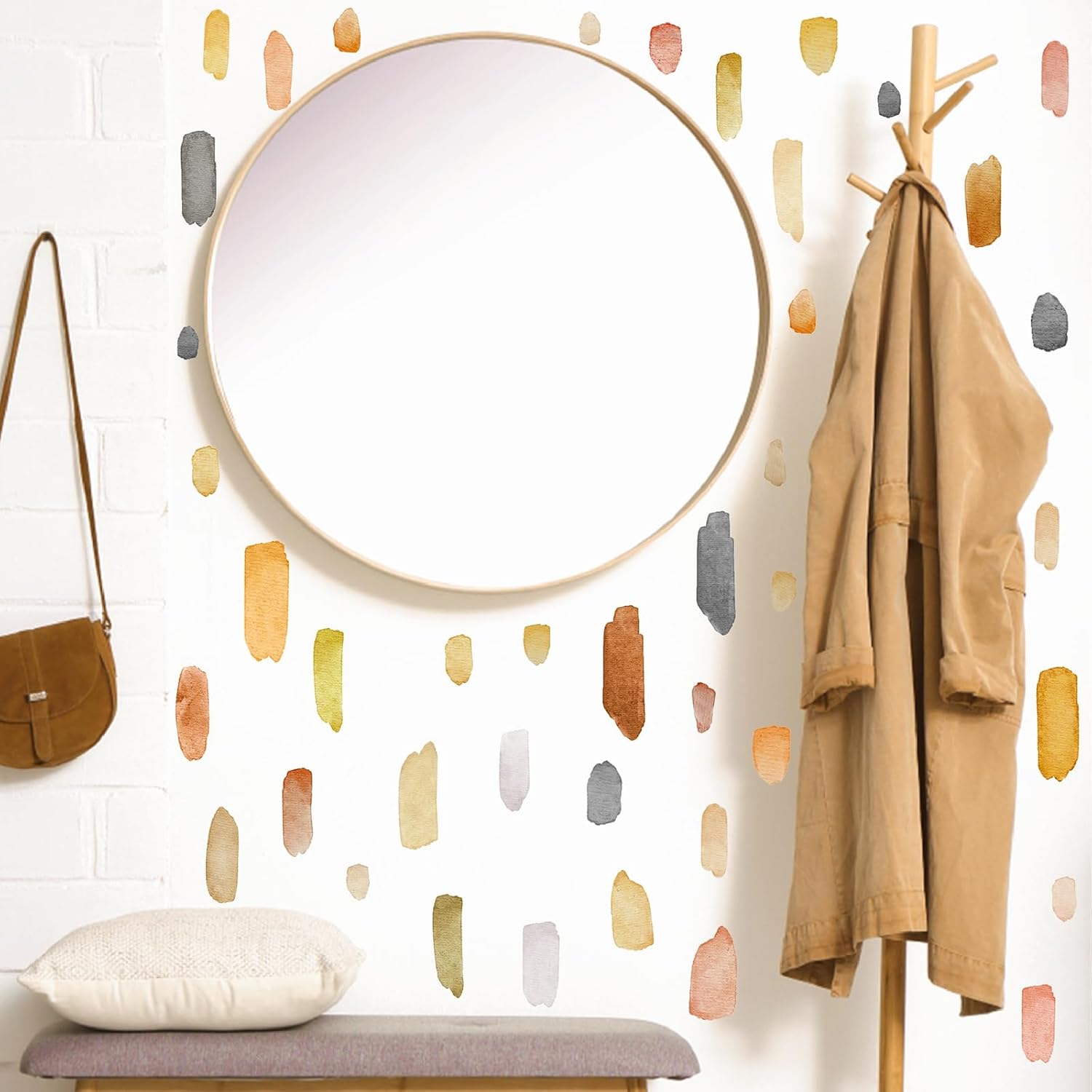 Watercolor Wall Stickers Peel and Stick Boho Wall Decals Brush Strokes Splatter Decal Removable Irregular Lines Stickers Modern Line Wall Decals for Nursery Kids Bedroom Playroom Decor