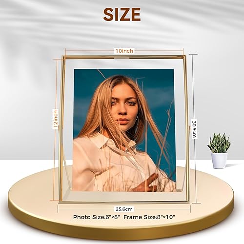 Miniatura 2 de Marco flotante dorado, 10 x 12 pulgadas, vertical, para fotos de 8.5 x 11, 8 x 10, 7 x 9, marco de fotos de estante de mesa, elegante para