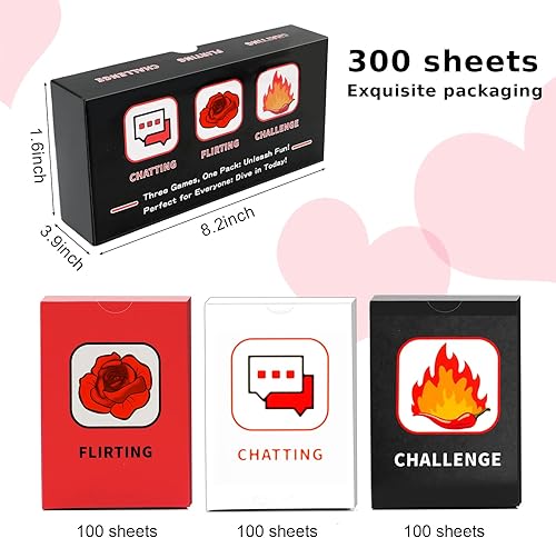 Miniatura 6 de 300 tarjetas de juego divertidas para parejas juego profundo de hablar a los desafíos. Regalo perfecto para la noche de cita y el día de San