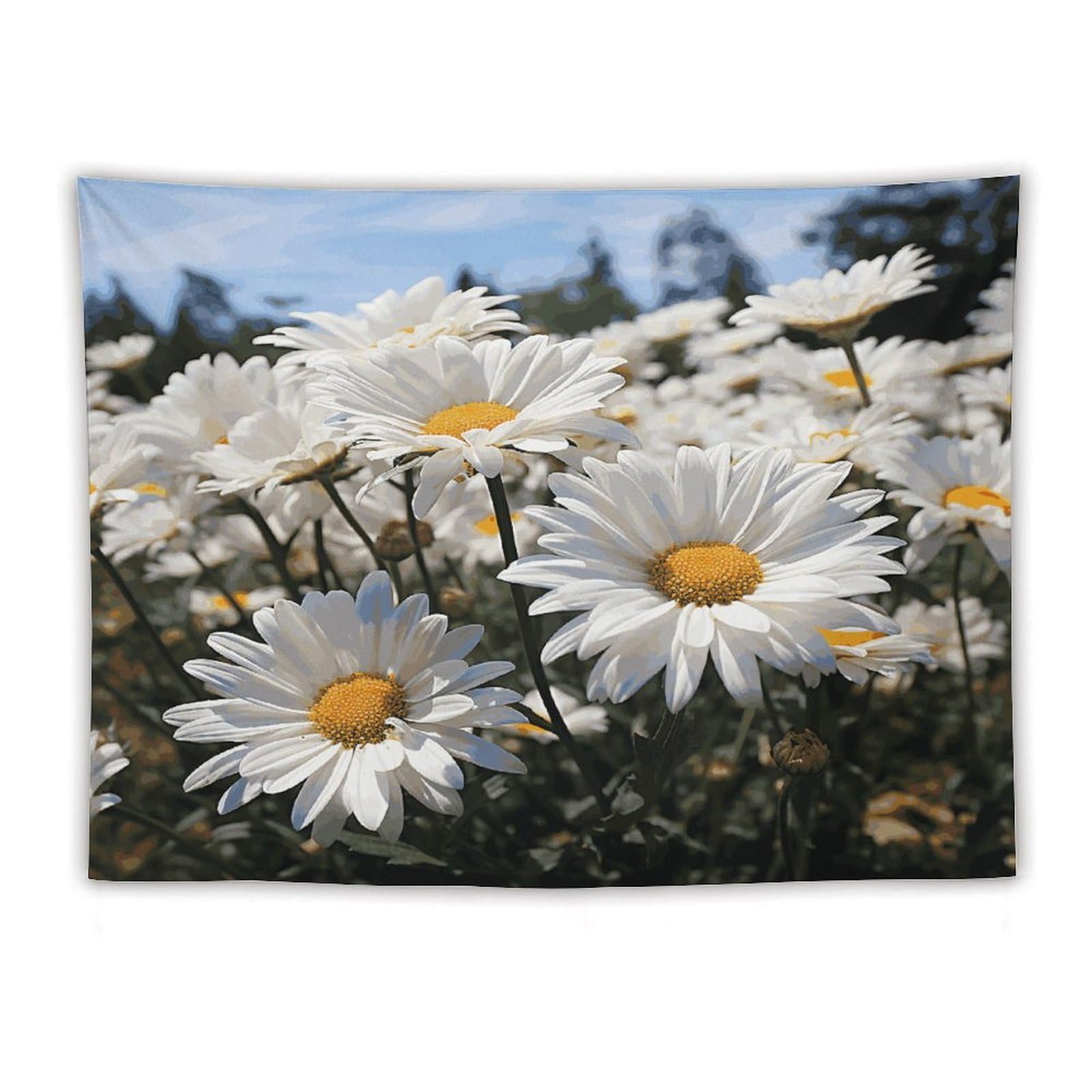 LDGSUPH Wild White Daisies Tapestry Wall Hanging Decor Anti-fading Aesthetic Wall Tapestries Fashion Wall Blanket Decor Modern Wall Art Tapestry for Bedroom Home Decor 60"x80"