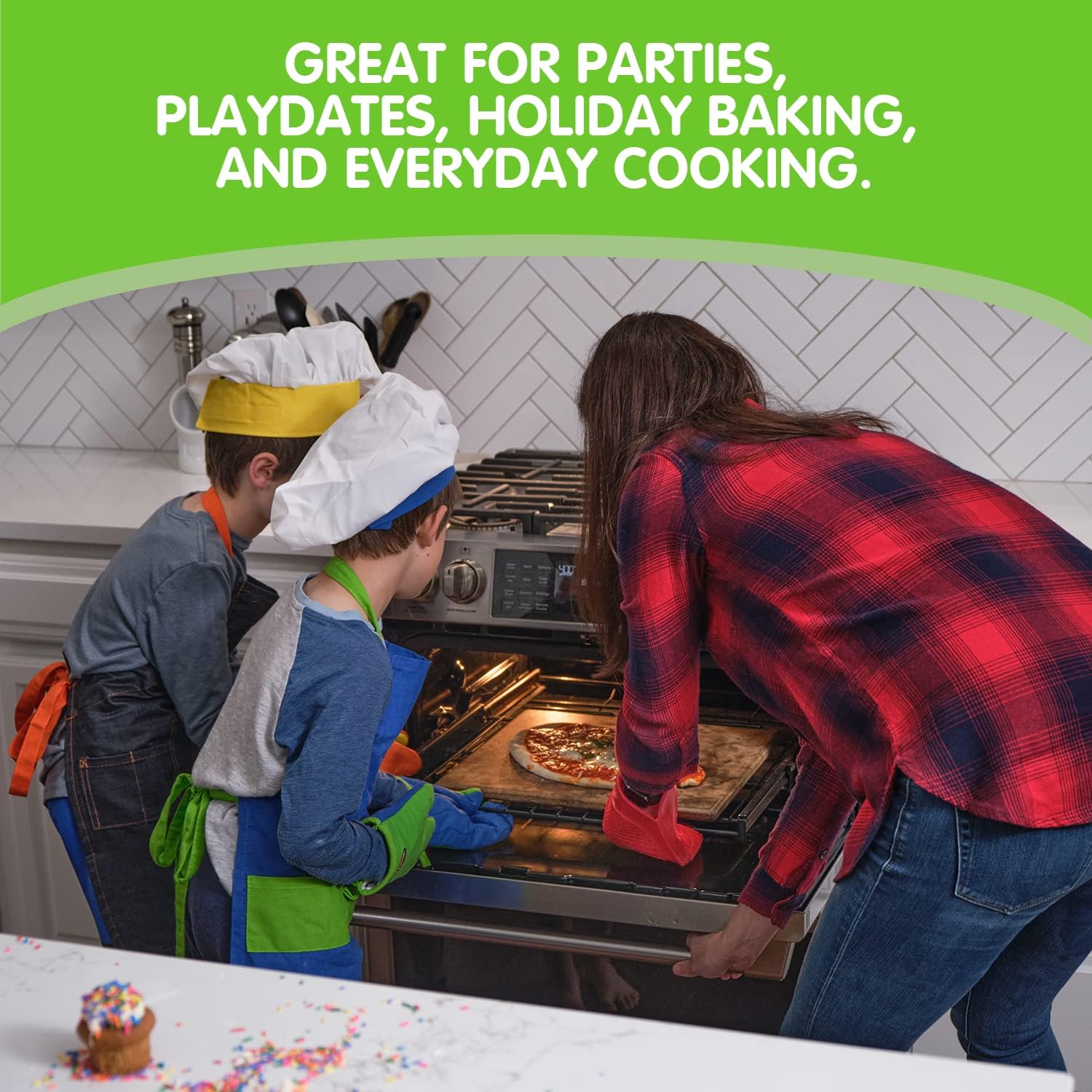 Curious Chef Children's 11-Piece Pink & Green Chef's Kit : Toys & Games