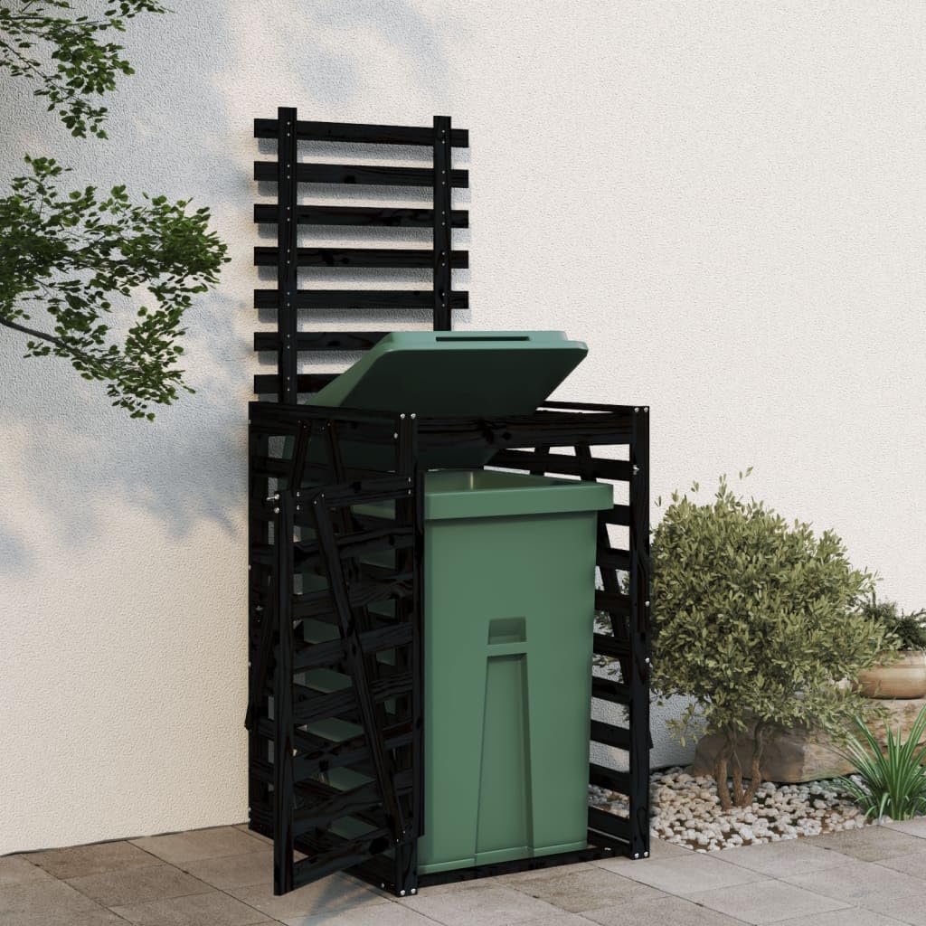 Cobertizo para Cubos de Basura Madera Pino Negro 84x90x128,5 cm,Casa y jardín,Productos del hogar,Accesorios para contenedores de residuos,Soportes para contenedores de residuos,23kg-825104
