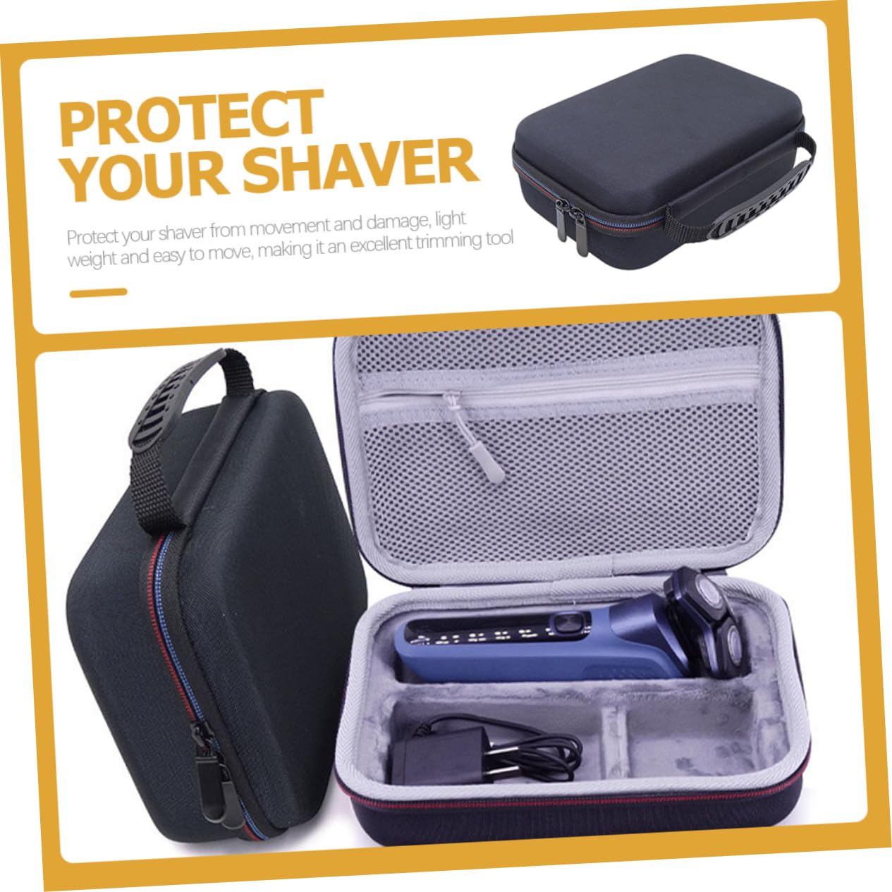 Custodia Organizer per Rasoio Elettrico in Eva Nera Portatile | Uso in Viaggio e Trasferte di Lavoro, Struttura Sottile, Formato Compatto per Contenere Accessori