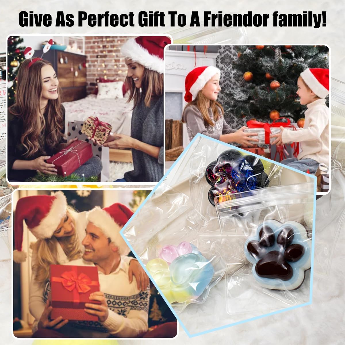 2Pcs Taba Squishy Cat Paw Squeeze Toys, Cute Cat Paw Squishy Toys for Stress Relief, Soft Kitty Squeeze Fidget Toys, Blue Brown Sensory Fidget Decompression Toy for Kids Adults (Sea Salt Chocolate)