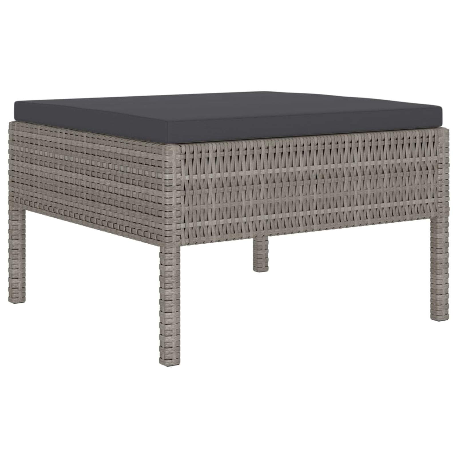 Tidyard 4-TLG. Polyrattan Garten Lounge Set mit Auflagen Lounge Sitzgruppe Gartenmöbel Garnitur Couch-Set Gartenlounge Sofa Hocker für Outdoor Garten Terrasse Poly Rattan Grau