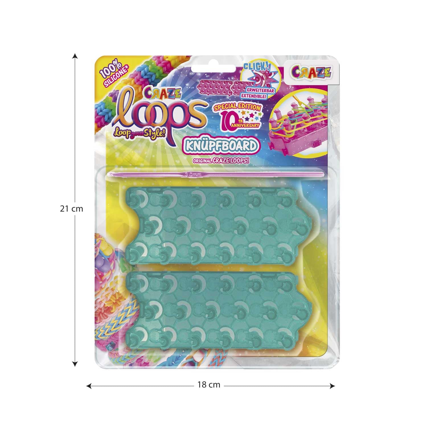 CRAZE Loops Krośno do Wiązania Kolorowych Gumek, Zestaw do Robienia Bransoletek i Prac Manualnych, Tablica do Loom Bands