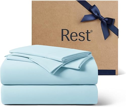 REST Evercool+ Juego de sábanas refrescantes, tamaño Cali King, color azul claro, sábanas transpirables para personas que duermen con calor y