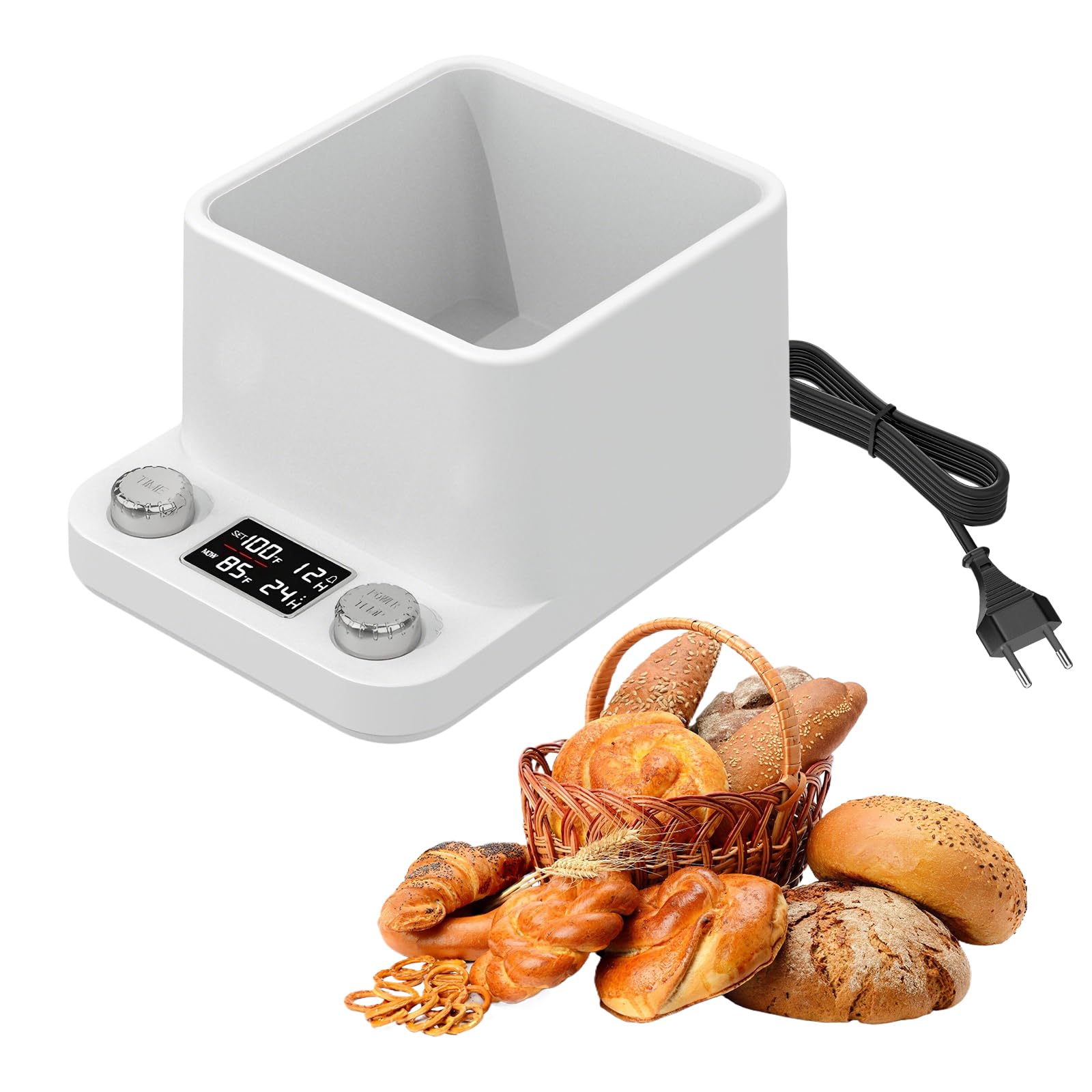 Sourdough Starter Warmer, 360° Even Heating Water Bath Sour Dough Warmer, Precise Thermostat (21-40°C), 198H Timer, Smart Yeast Fermenter for Kombucha Yoghurt Beer Fermentation (White)
