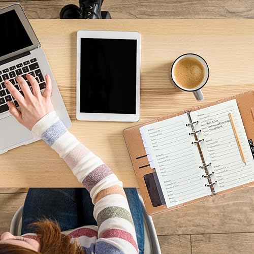 Miniatura 6 de Libro de contraseñas recargable con pestañas alfabéticas y cerradura, 7.5 x 5.5 pulgadas, tapa dura, libro de contraseñas de sitio web de Internet