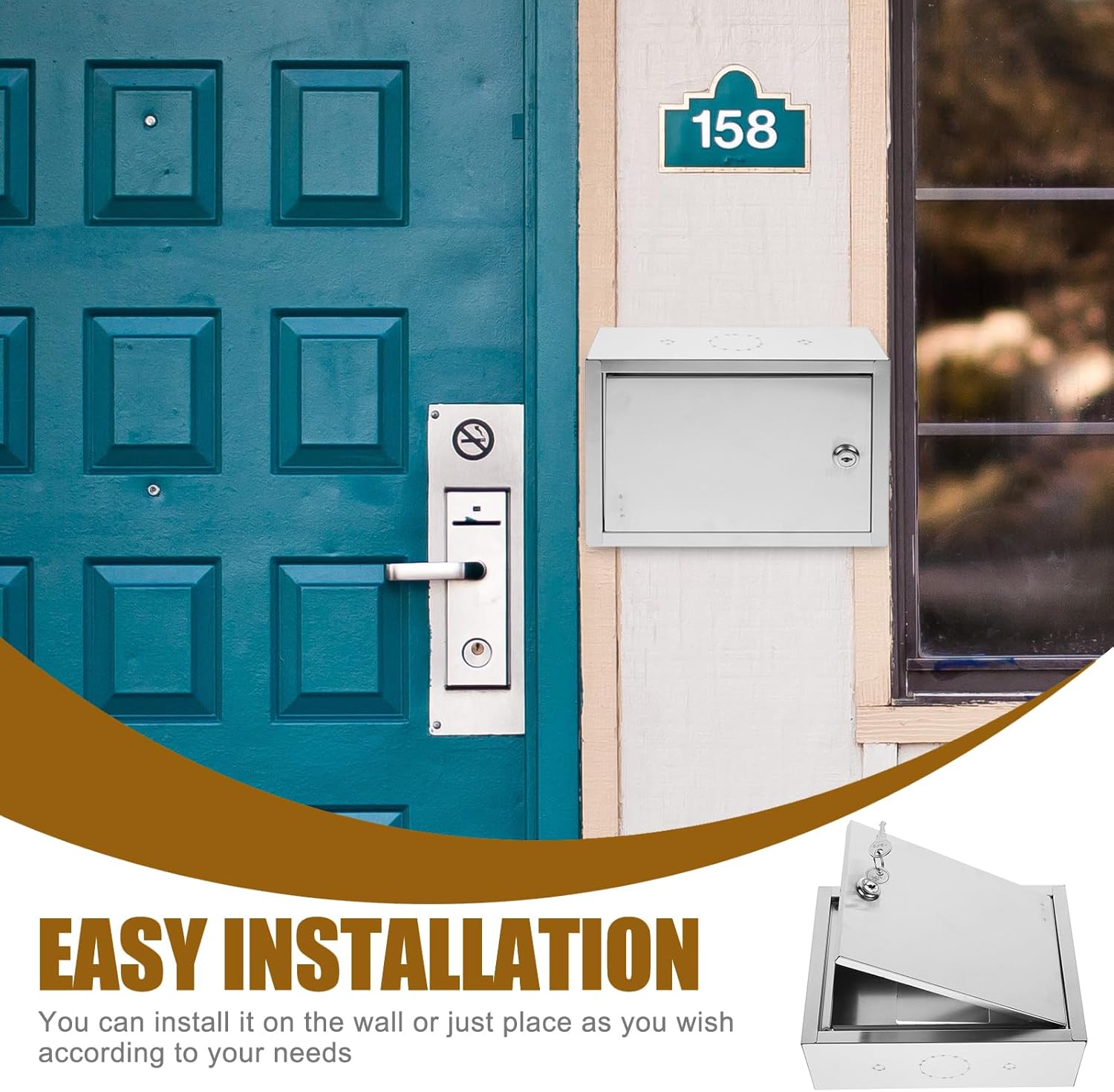 VANZACK Stainless Steel Milk Box with Lock for Porch Wall Mount Secure Outdoor Fresh Milk and Mail Drop Box