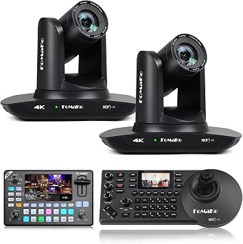 FoMaKo 4K 20X PTZ Camera HDMI, AI Auto-Tracking,for Church Worship Education Conference Events,NDI 6 & NDI HX3 CertifiedK20UHX2+KC602+KC608 Pro