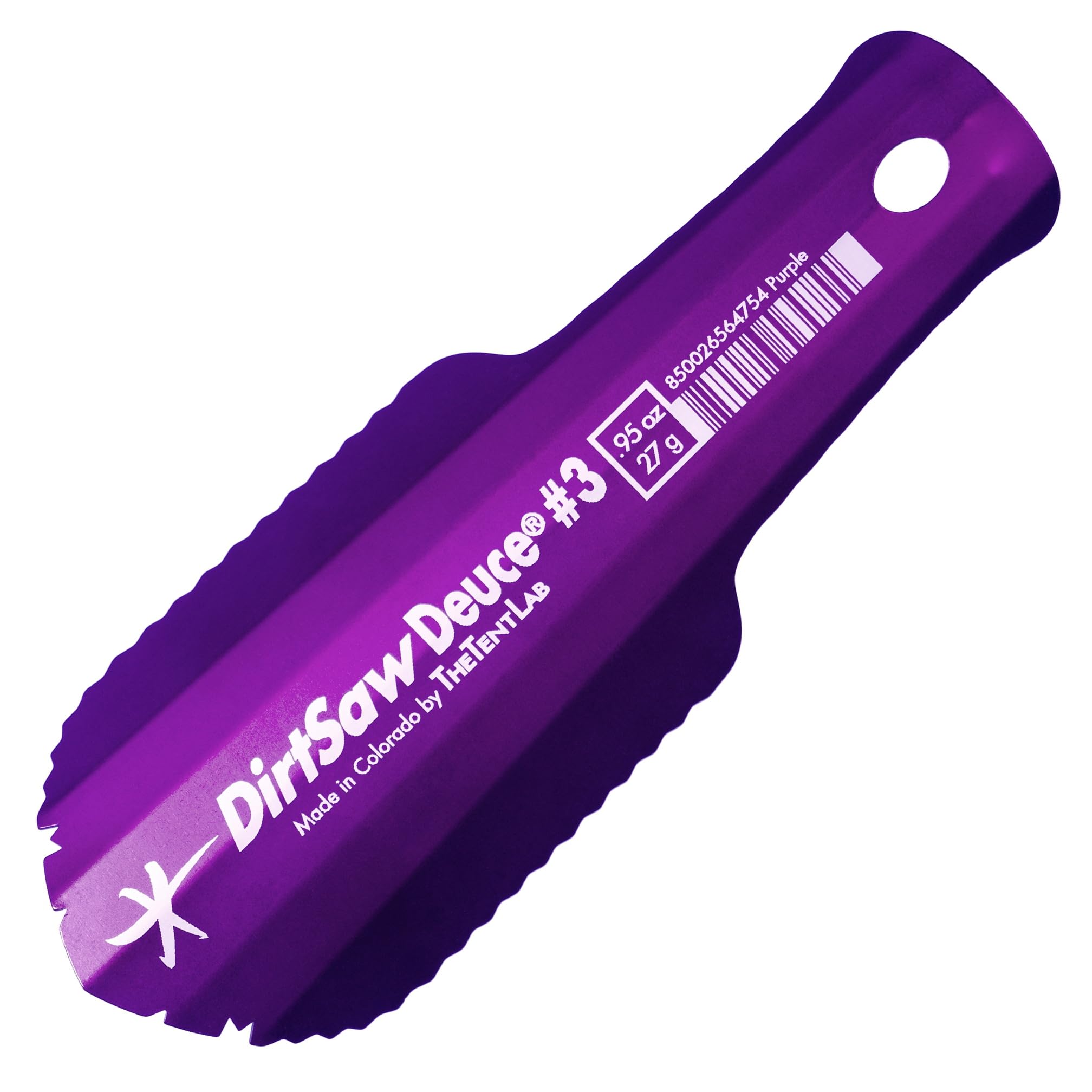 TheTentLab DirtSaw® Deuce #3 - .97 oz Ultralight Backpacking Trowel, Color: madeinUS–Purple