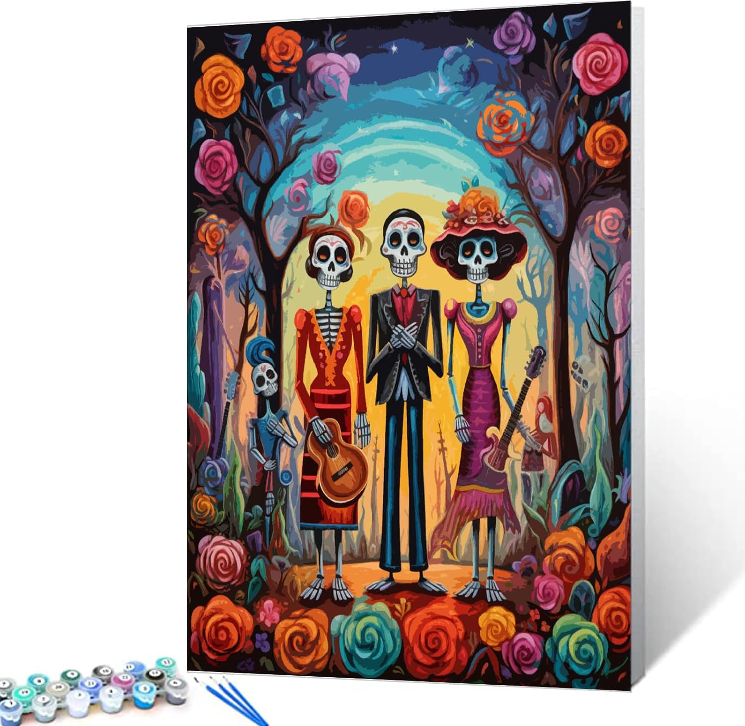 Skull Paint by Number,Day of The Dead Paint by Numbers