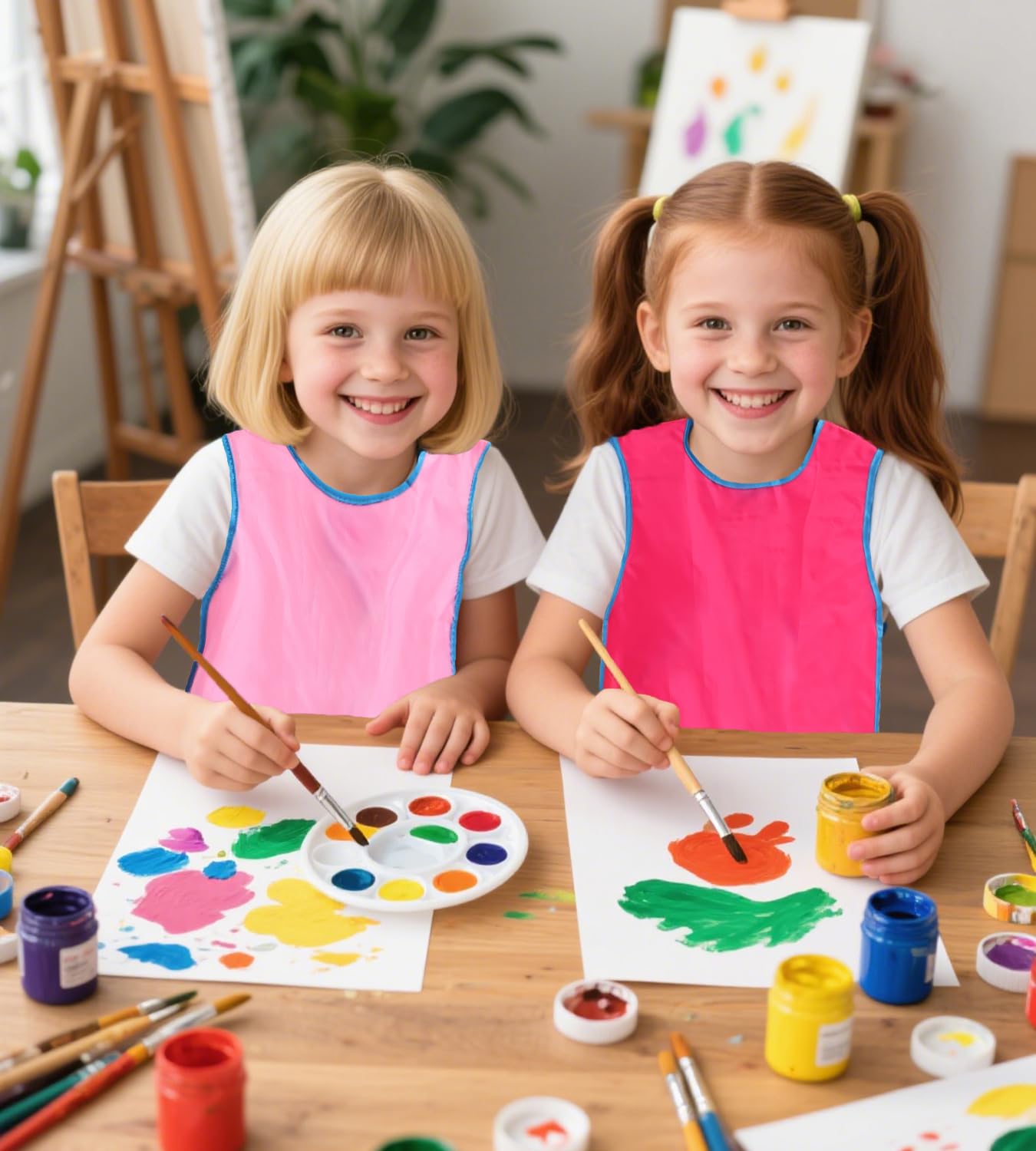 Grembiule per bambini, senza maniche, con 3 ampie tasche, per bambini, per cucinare e dipingere