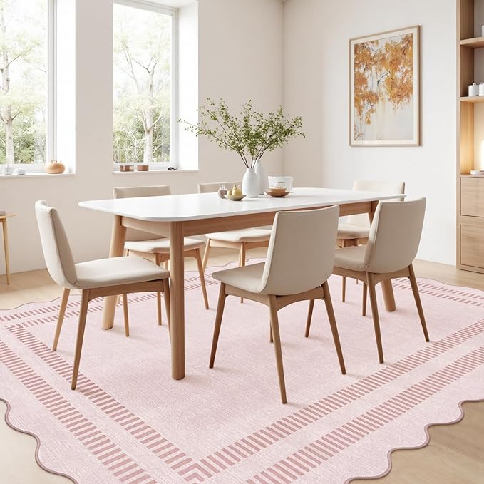 Tapete Rosa para Dormitorio 5x7 Lavable Antideslizante miniatura 8