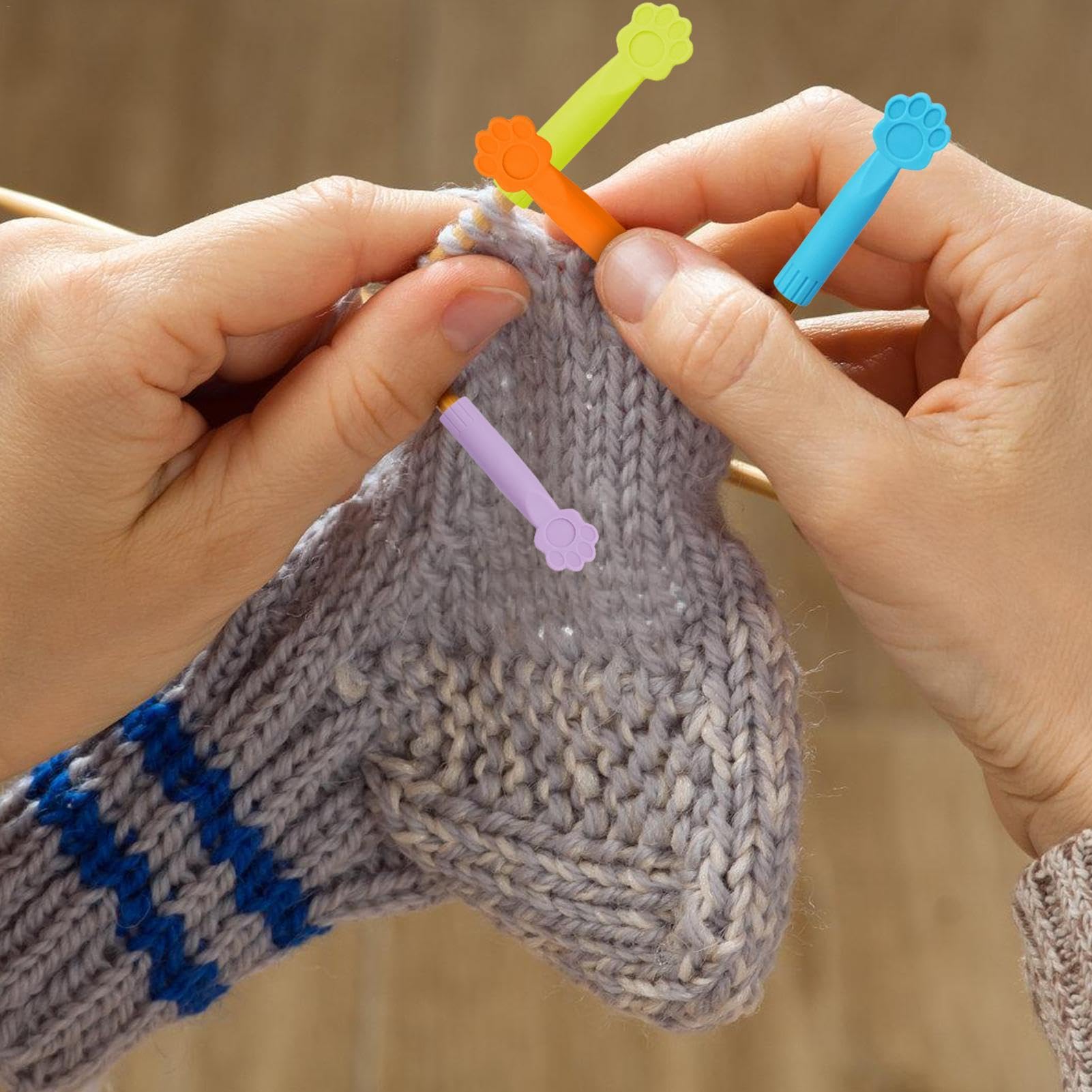 8 Pezzi Protezioni Per Ferri Da Maglia In Silicone - Forma Fungo, 4 Colori, Per Knitting - Foto 5