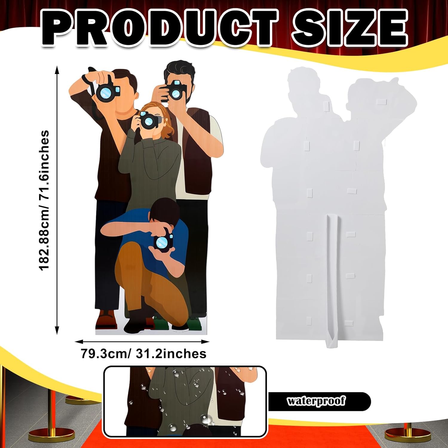 Pinkunn 6 Ft Paparazzi Silhouette Cardboard Cutout Stand-Up Movie Award Night Party Decorations Backdrop Photo Prop Stand Up Life Size Celebrity Star Party Decor Famous Photo Prop Stand Up(Novel)