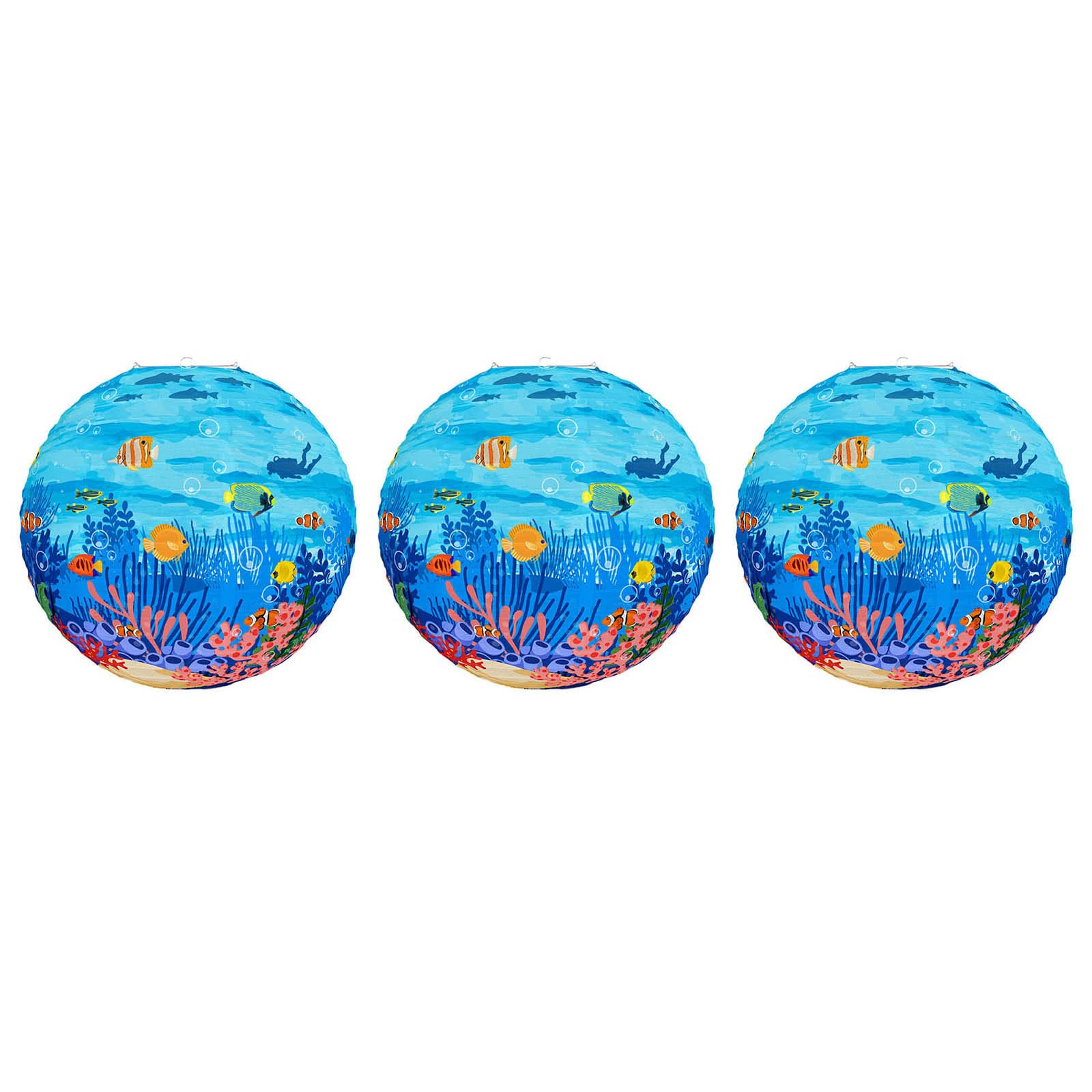 Tsophreniq 3Pcs Marine Themed Paper Light Hangings Environment Light Hangings for Celebration and Home Styling Hanging Ornament
