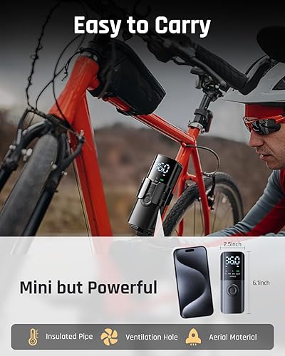 Miniatura 6 de CAFELE Inflador de neumáticos portátil para auto y motocicleta [rápido y fácil para recargar aire], compresor de aire inalámbrico para motocicleta,