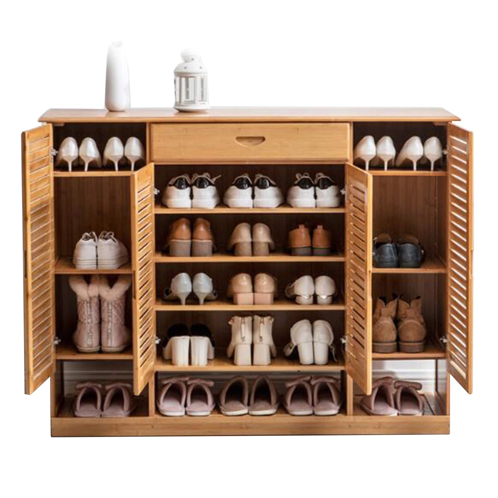 Meuble à chaussures pour entrée étroite résolvant le désordre des 32 paires
