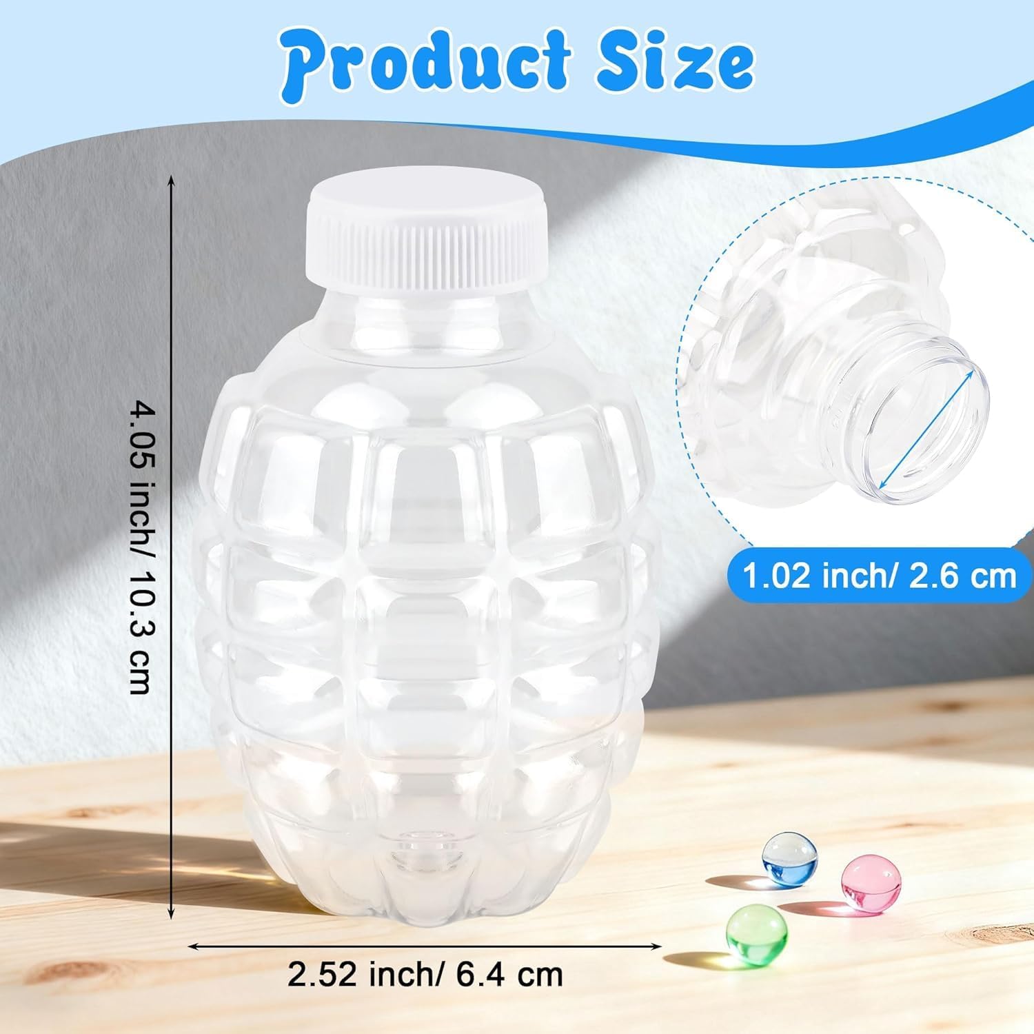 2 PCS Gel Ball Refill Bottle – Transparent Plastic Ammo Container for Splatter Ball Gun, Water Bead Storage Bottle for Outdoor Game Accessories