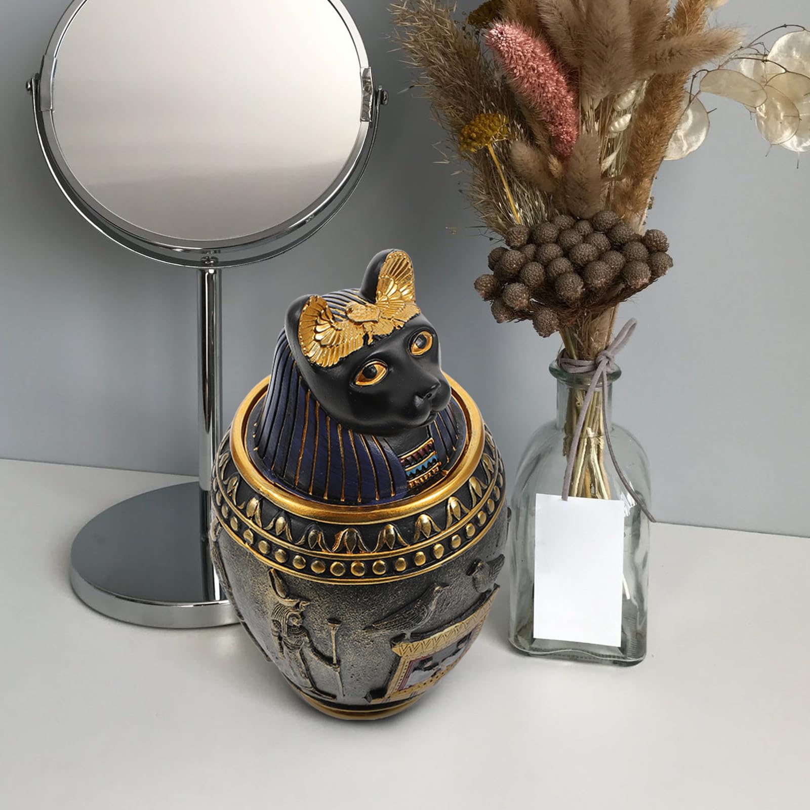 Abaodam Ägyptische Figur aus Kunstharz Elegante Retro Dekoration Robust und Bruchfest Wohndeko für Wohnzimmer und Garten
