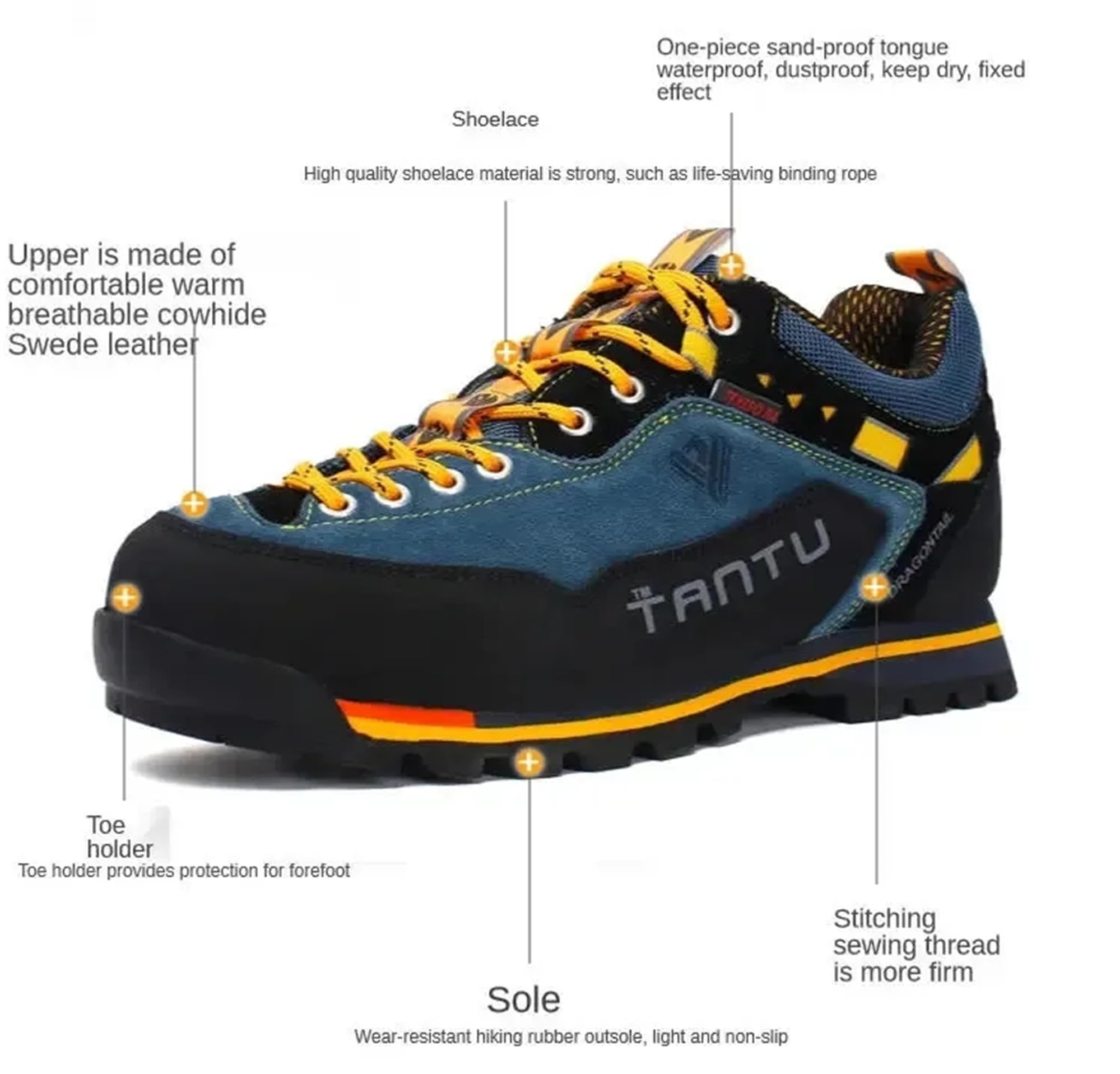 SANANG Zapatillas De Senderismo de Corte Bajo para Hombre,Zapatillas Deportivas De Ccuero para Actividades al Aire Libre. Trekking y Caza Azul,Gris,40-46