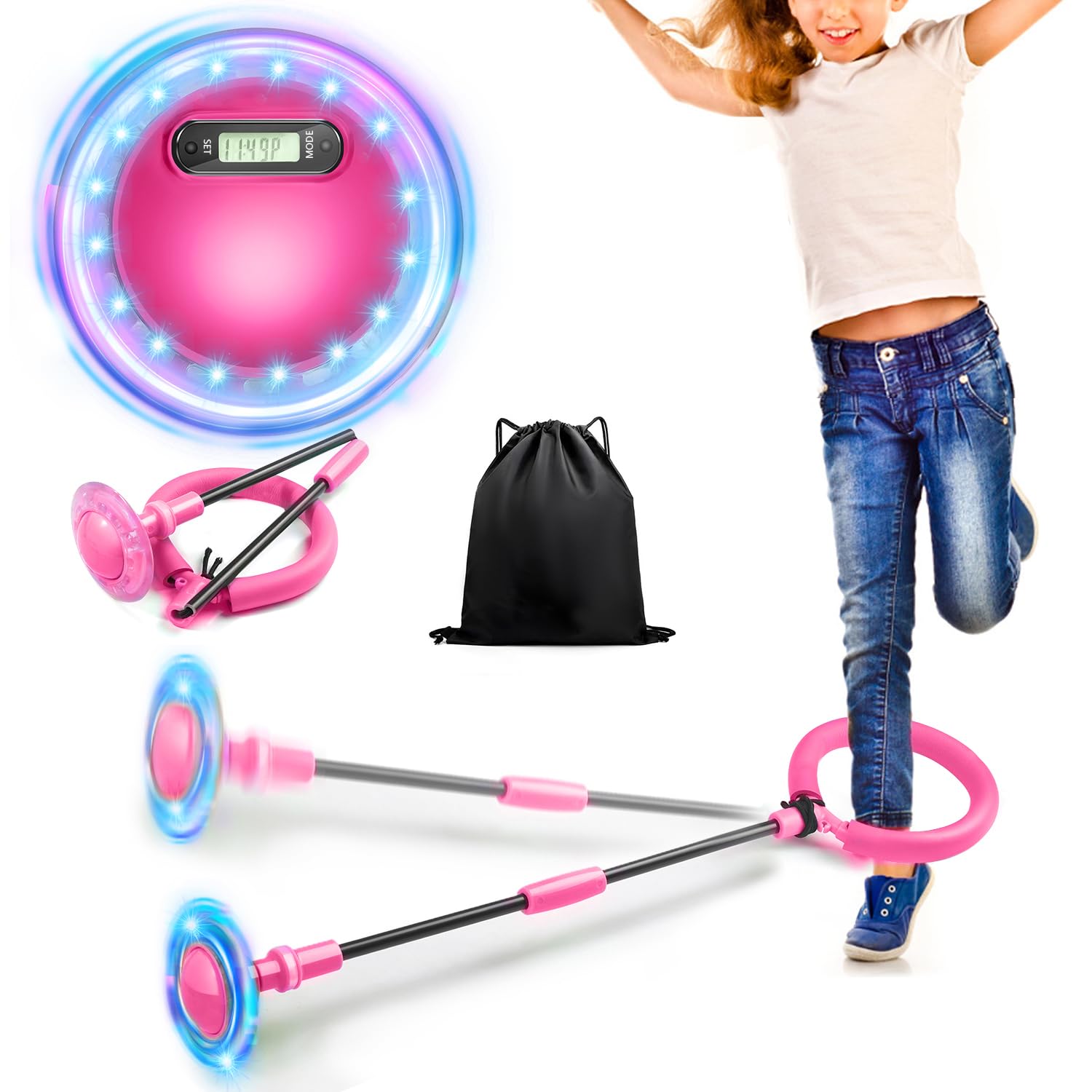Jalunth Springring - Toupie à pied Swing Wheel - Pour l'extérieur, le jardin, la plage, les enfants, les adultes, les garçons, les filles - 5, 6, 7, 8, 9, 10, 11, 12, 13 ans - Cadeau d'anniversaire