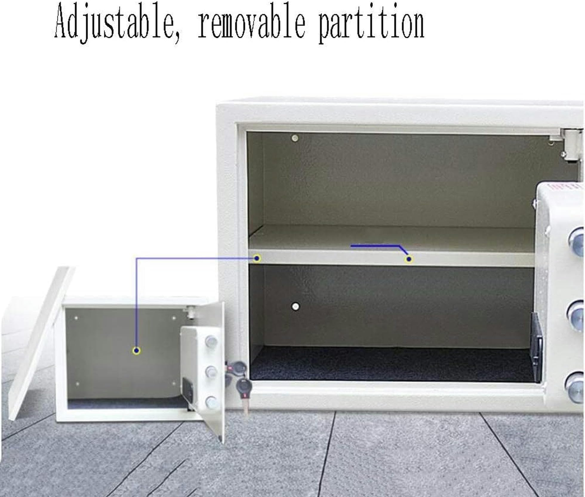 Cajas Fuertes Totalmente de Acero Gabinete de Seguro con Llave de Metal Armario con Alarma de 2 Contraseña antirrobo Lo, Black-1