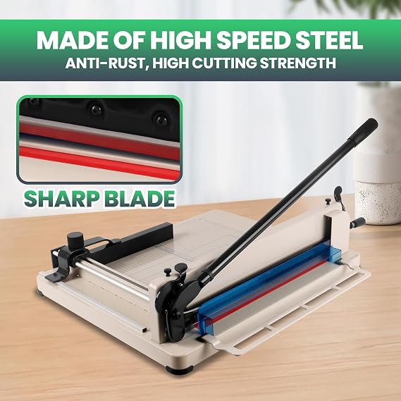Professional Guillotine Paper Cutter,17 inch Heavy Duty Paper Cutter Steel Construction, Guillotine Safe Lock 400 Sheet Cutting (A3-17in)