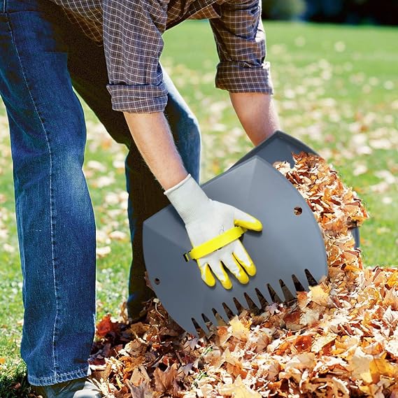 Jardineer Leaf rake Set Includes a rake, Leaf Scoops and Garden Glove