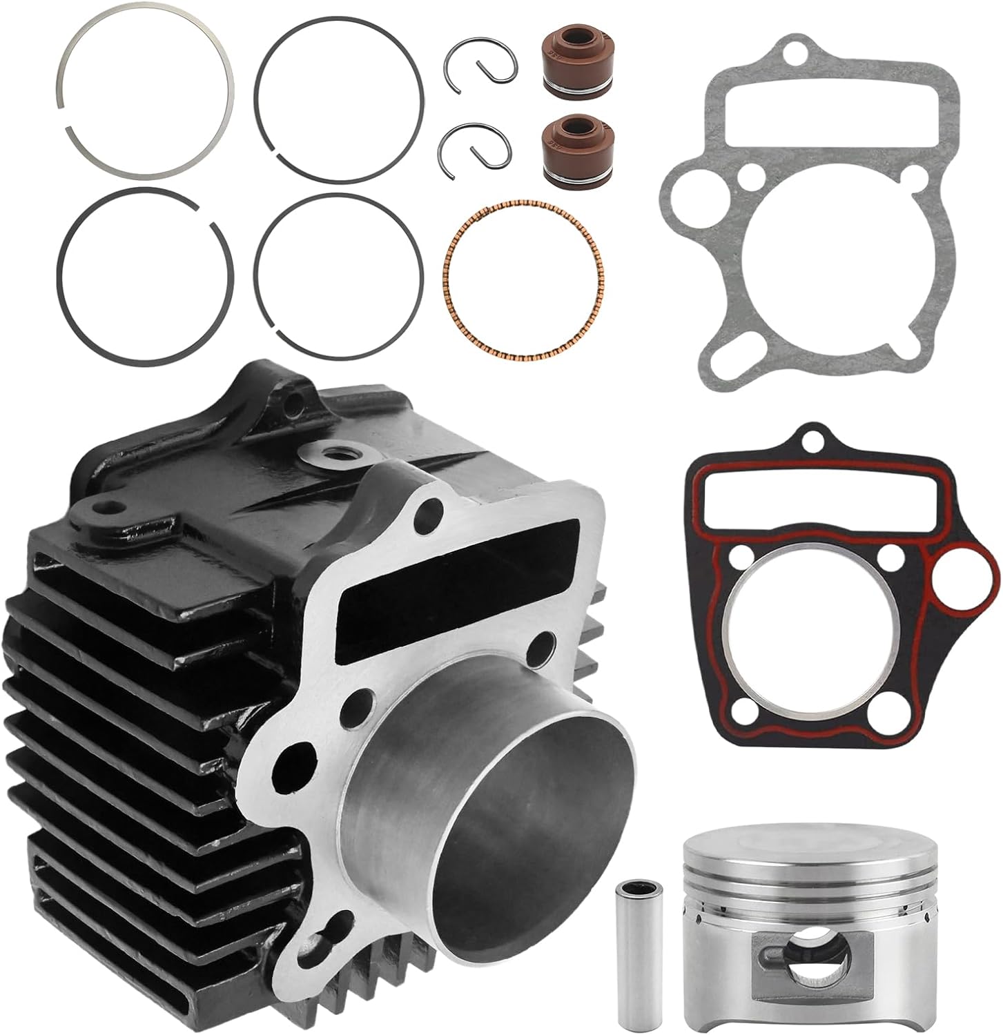 Anxingo 52.4mm Engine Cylinder Big Bore Rebuild Kit, Cylinder with Piston Ring Kit for Most Chinese 90cc 110cc 125cc Engines, Replacement for Taotao, Replacement for SSR