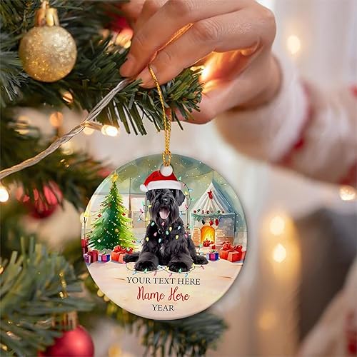 Vista 8 de Rottweiler - Adorno de cerámica personalizado para perro de Papá Noel, nombre y texto personalizados para mascotas, feliz para los amantes