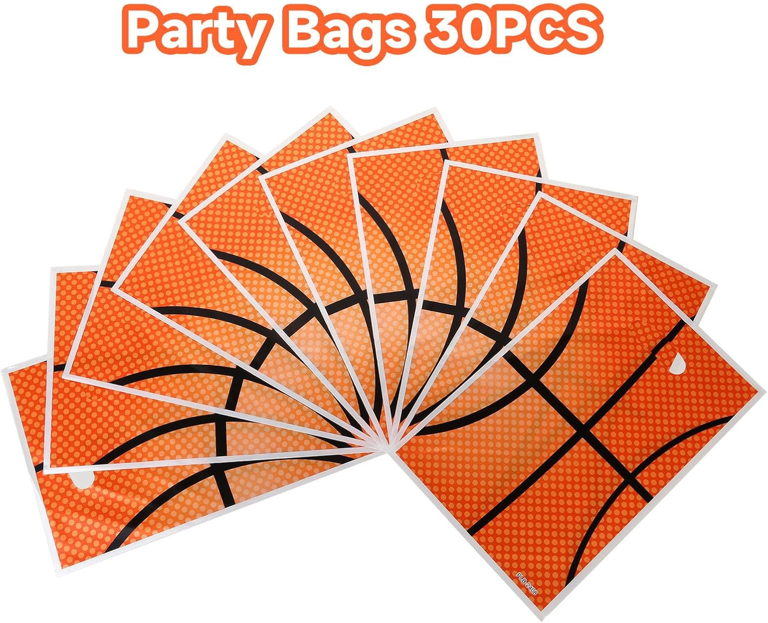 PintreeLand 30PCS Basketball Party Favor Bags, Plastic Small Goodie Gift Candy Bags with Handle for Birthday Sport Theme Party image 4