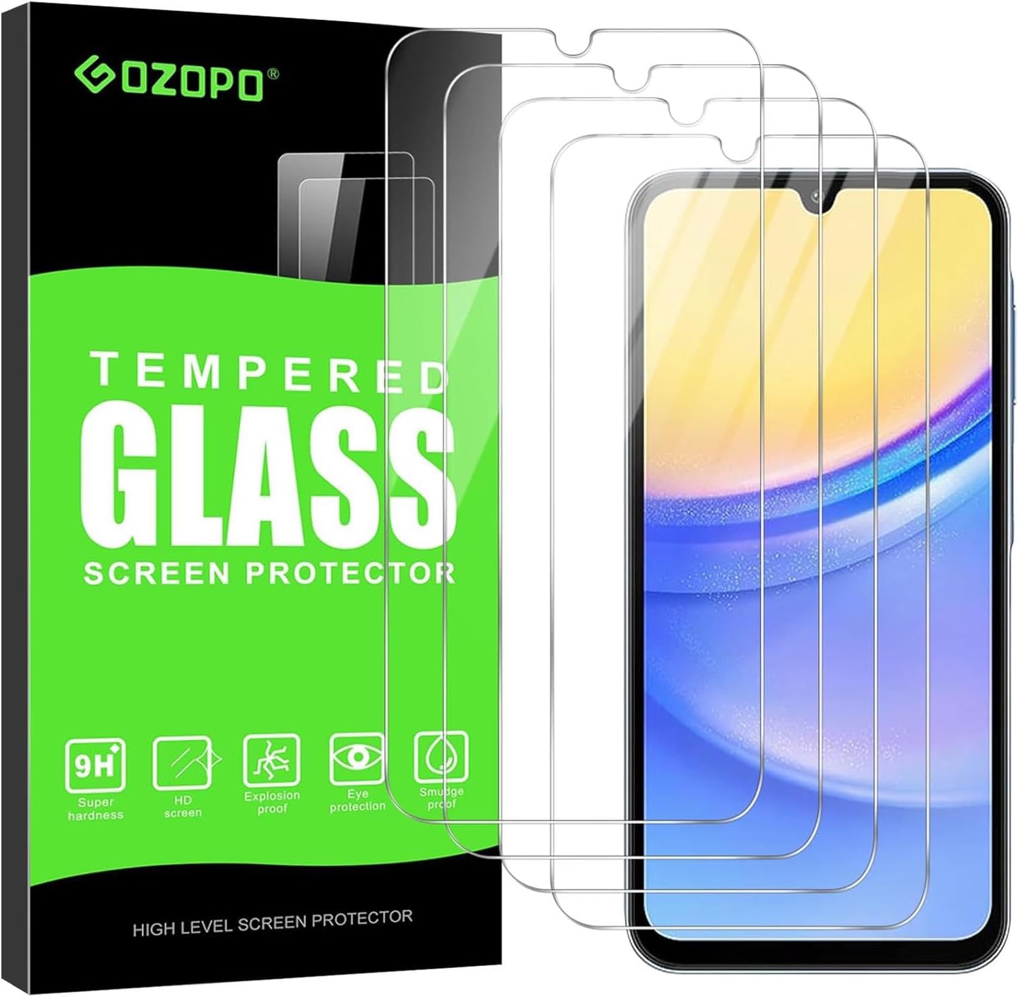 4-Pack Screen Protector for Samsung Galaxy A15 5G/4G, Tempered Glass, 9H Hardness, Anti-Scratch, Bubble-Free, HD Clear