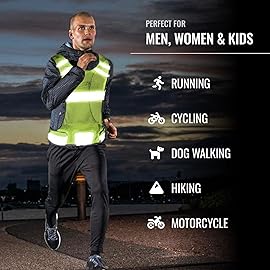 247 Viz Mesh Reflective Vest with Inside Pocket - High Visibility Reflective Running Gear Safety Vest Straps for Men, Women,Kids, for Night Running, Walking, & Cycling