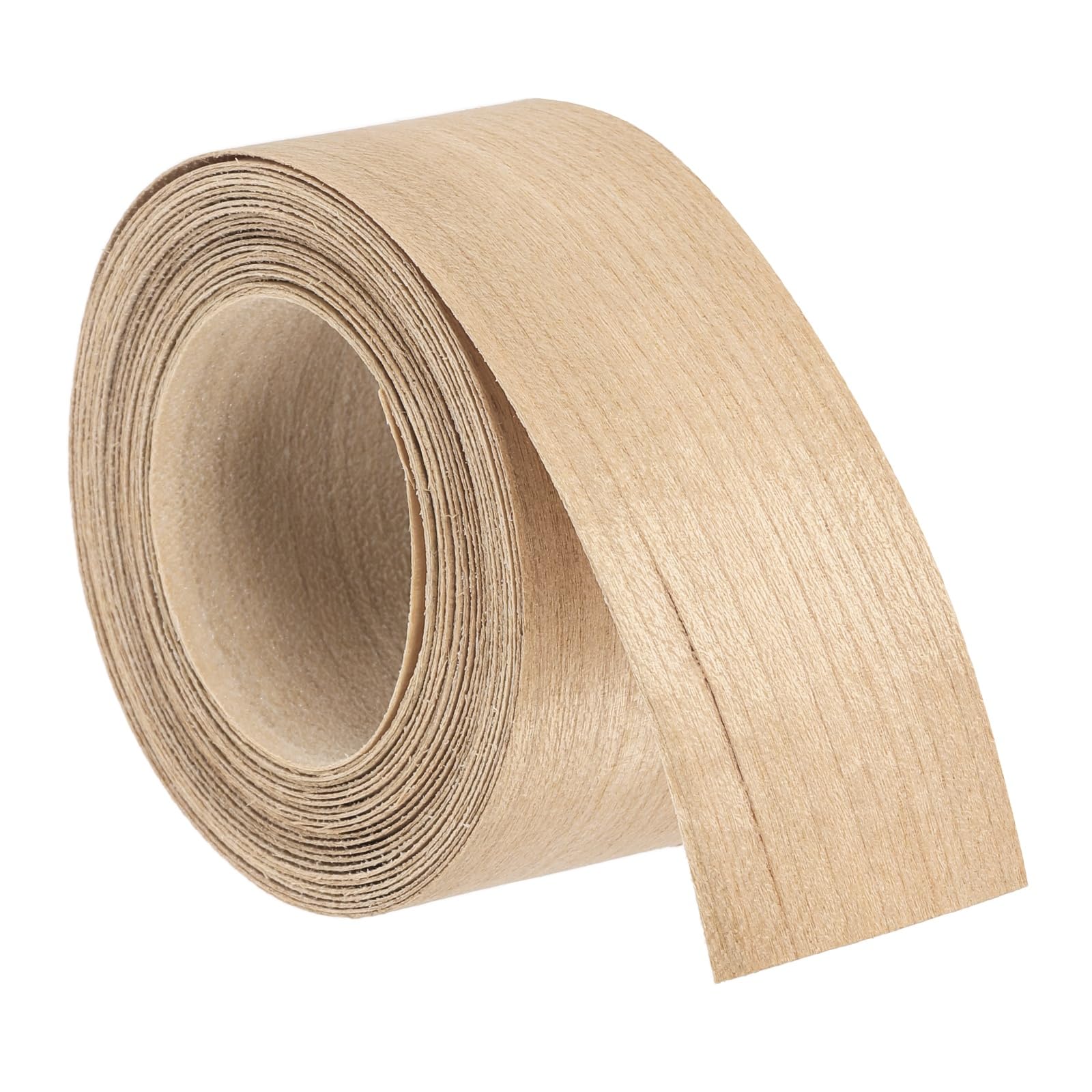 sourcing map 3.8cm x 4.6m Wood Veneer Edge Banding, Pre-Glued Flexible Cherry Wood Edging Strips, Iron on with Hot Melt Adhesive Wood Tape for Cabinet Repair and Furniture Restoration