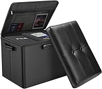DocSafe Fireproof Storage Ottoman with Lock - Waterproof Folding Footstool Chest, 17" Holds 440lbs, Secure Hidden Storage, Black