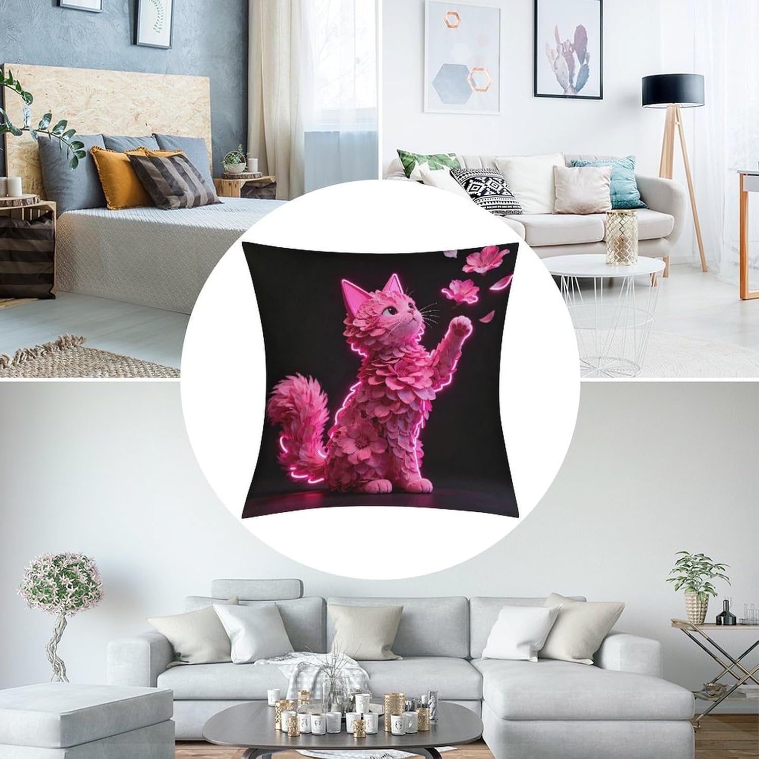 Neon Beast Pillow Protectors Cute Waterproof Pillow Cover Soft Skin-Friendly Cushion Case Decorative Square Cushion Cover for Couch Sofa Bed Living Room Bedroom